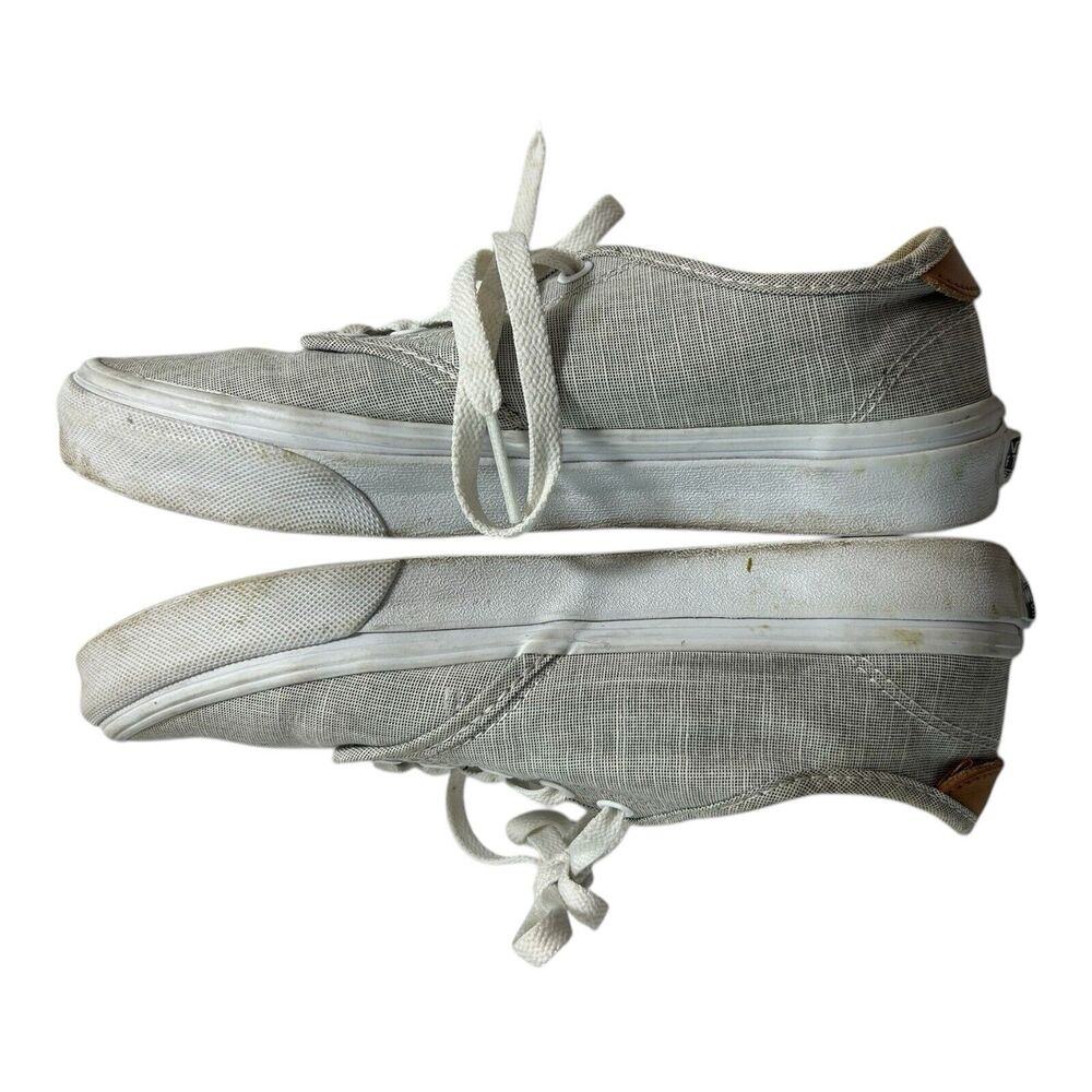 Vans Low Top Canvas Sneakers Gray Linen Look Women’s Size 7 Lace Up - Picture 7 of 11